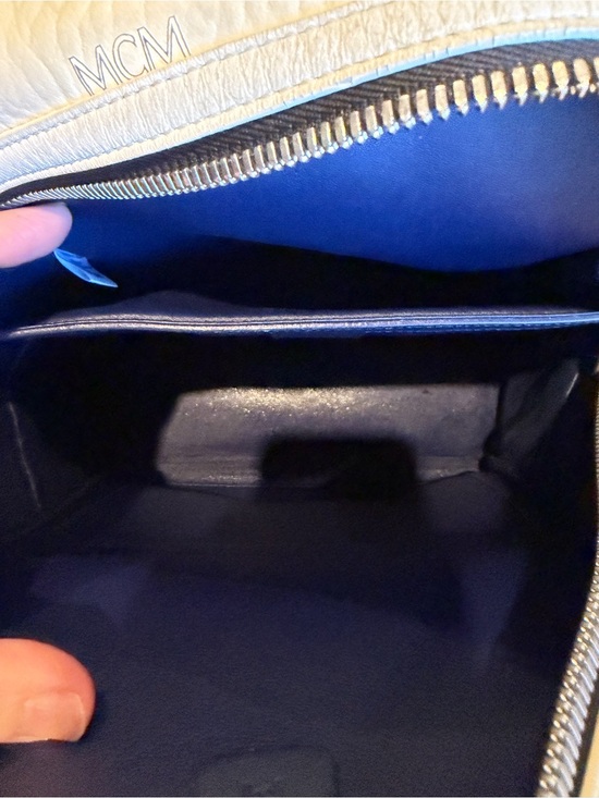 MCM White Visetos Logo Mini Backpack with Black Accents main image 4